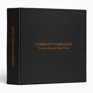 Simple Black Leather Look Custom Orange Text Binder