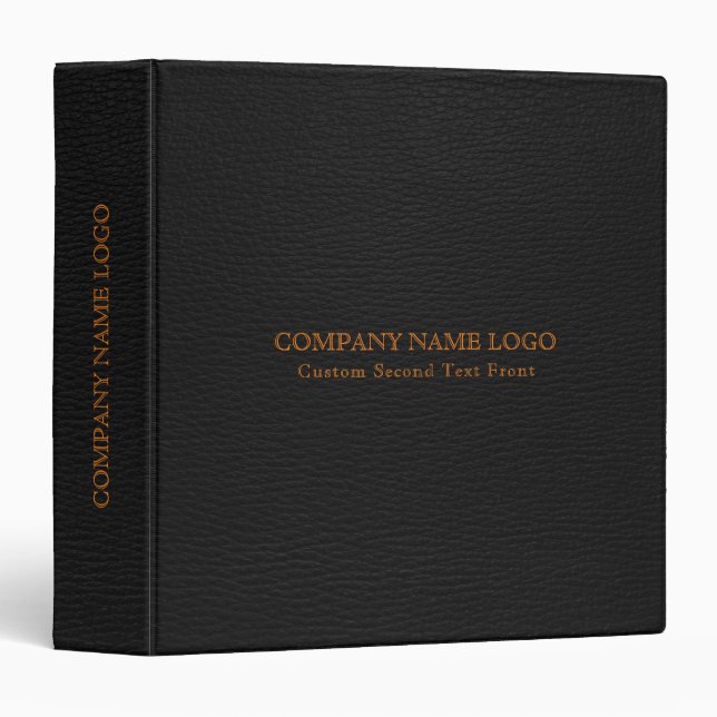 Simple Black Leather Look Custom Orange Text Binder (Front/Spine)