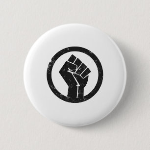 Simple Black Life Material Protest Power Fist Wide 2 Inch Round Button