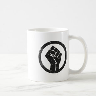 Simple Black Life Material Protest Power Fist Wide Coffee Mug