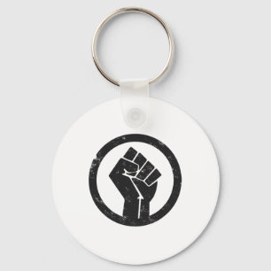 Simple Black Life Material Protest Power Fist Wide Keychain