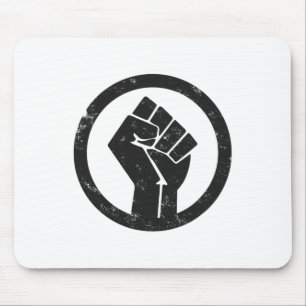 Simple Black Life Material Protest Power Fist Wide Mouse Pad