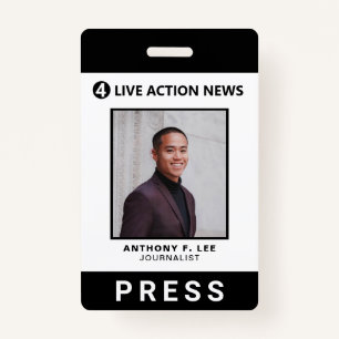 Simple Black Logo Press Employee Photo ID Badge