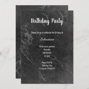 SIMPLE BLACK MARBLE ALL OCCASION BIRTHDAY INVITATION