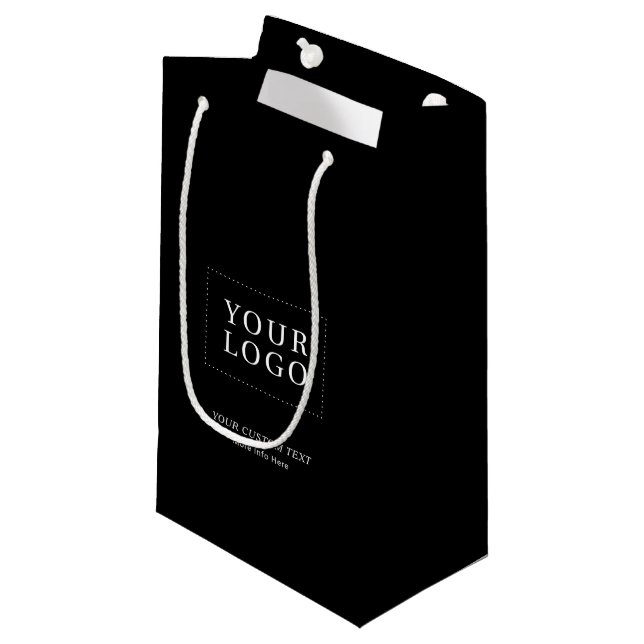 Simple Black Minimal Business Logo Small Gift Bag (Front Angled)
