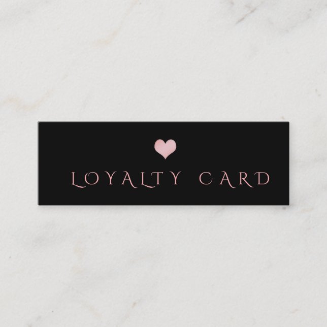 Simple black minimalist pink heart Loyalty card (Front)