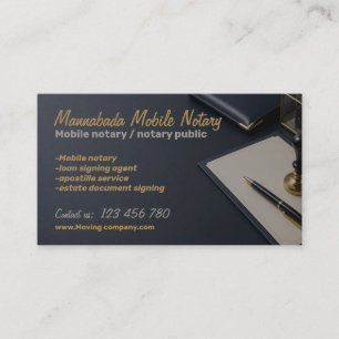 Simple Black Mobile Notary Public Service Business Card