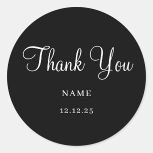 Simple black Modern Minimalist Wedding Classic Round Sticker