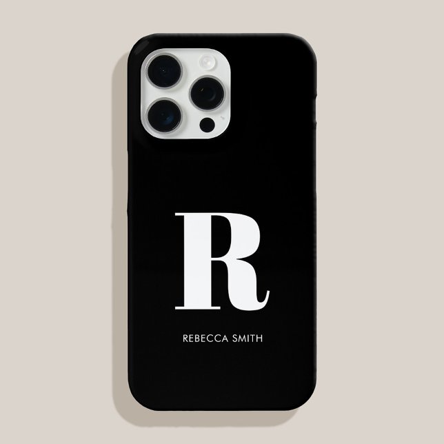 Simple Black Modern Monogram Case-Mate iPhone Case (Creator Uploaded)