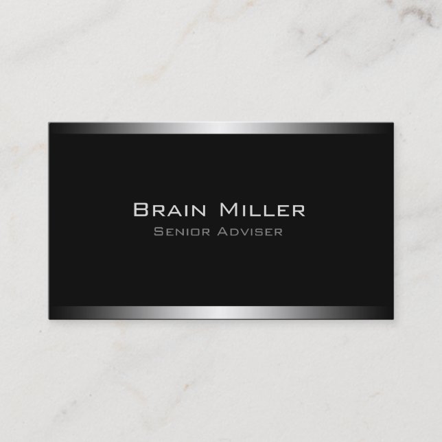 Simple Black Modern Professional Business Card (Front)