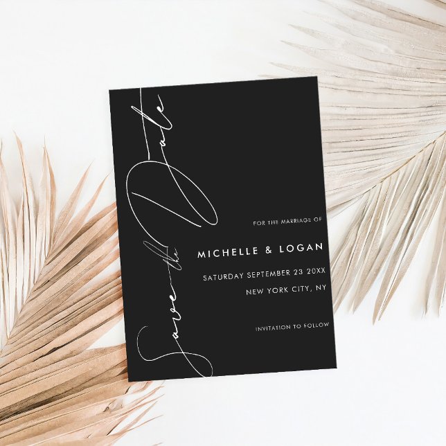 Simple Black Modern Script Wedding Save The Date (Creator Uploaded)
