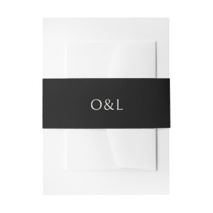 Simple Black Modern Wedding Invitation Belly Band
