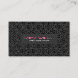 Simple Black Monochromatic Vintage Floral Damask Business Card