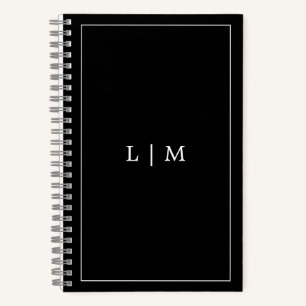 Simple Black Monogram Business Notebook