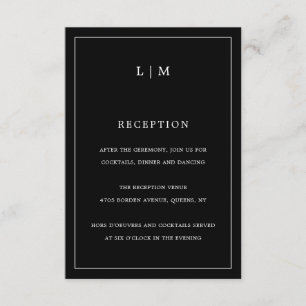 Simple Black Monogram Elegant Wedding Enclosure Card