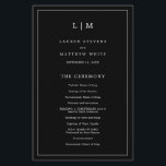 Simple Black Monogram Elegant Wedding Program<br><div class="desc">Simple Wedding Program featuring a modern yet elegant design with your two letter monogram at the top and your details surrounded by a thin border. All text is in white over a black background and may be changed in the design editing tool. The front has your order of ceremony and...</div>