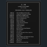 Simple Black Monogram Elegant Wedding Timeline<br><div class="desc">Simple Wedding Timeline featuring a modern yet elegant design with your two letter monogram at the top and your details surrounded by a thin border. All text is in white over a black background and may be changed to any colours you wish by clicking the "customize" button. A chic and...</div>