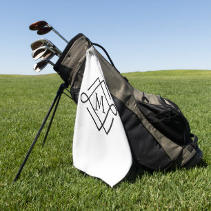 Simple Black Monogram  Golf Towel