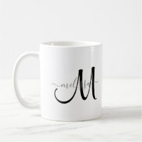 Simple Black Monogram Grey Name on White