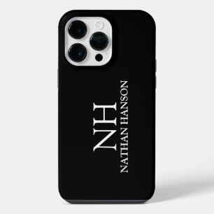 Simple Black Monogram Modern iPhone 14 Pro Max Case