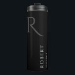 Simple Black Monogram Personalized Groomsmen Thermal Tumbler<br><div class="desc">This simple custom groomsmen tumbler features personalized groomsman's name,  monogram,  and wedding date. You can easily change the background and fonts colours to match your event if you like. Also great for a best man,  father of the bride and more.</div>
