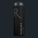 Simple Black Monogram Personalized Groomsmen Thermal Tumbler<br><div class="desc">This simple custom groomsmen tumbler features personalized groomsman's name,  monogram,  and wedding date. You can easily change the background and fonts colours to match your event if you like. Also great for a best man,  father of the bride and more.</div>