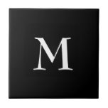 Simple BLACK monogram  Tile<br><div class="desc">Simple,  elegant BLACK ceramic tile with optional,  customizable monogram. Designed to coordinate with music notes version. Delete monogram for plain tile. Available in other colours and with matching items.</div>