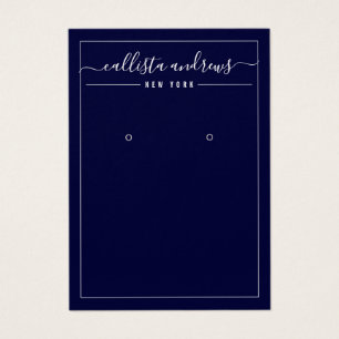 Simple Black Navy Cursive Earring Display Card