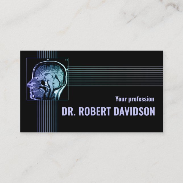 Simple Black Neurologist Xray Head Business Card (Front)
