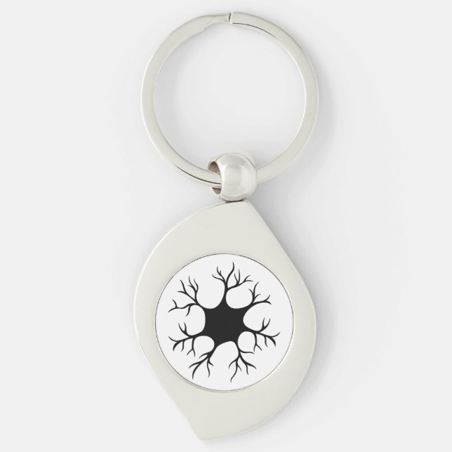 Simple Black Neuron Design Keychain (Front)