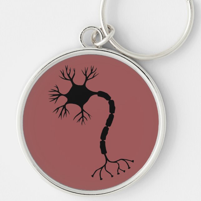 Simple Black Neuron Design Keychain (Front)