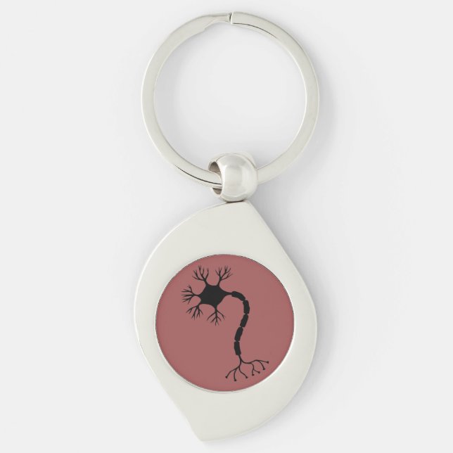 Simple Black Neuron Design Keychain (Front)