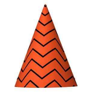 Simple Black Orange Zigzag Birthday Party Hat