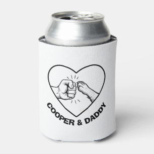 Simple Black Outline Dog and Dad Fist Bump Can Cooler