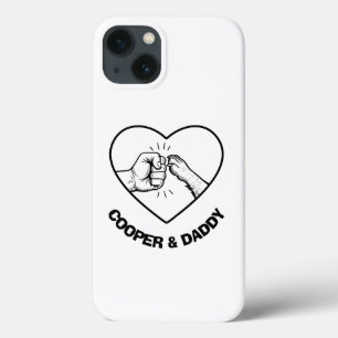 Simple Black Outline Dog and Dad Fist Bump iPhone 13 Case