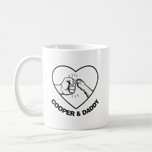 Simple Black Outline Dog and Dad Fist Bump Coffee Mug