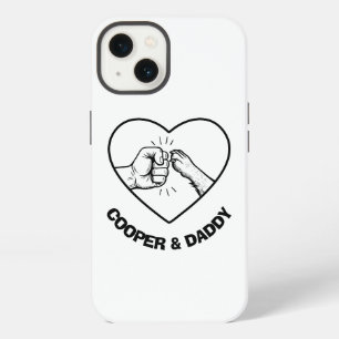Simple Black Outline Dog and Dad Fist Bump iPhone 13 Case