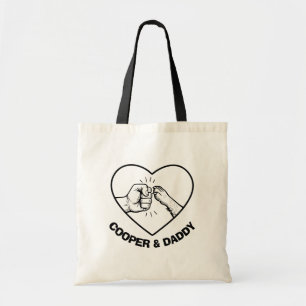 Simple Black Outline Dog and Dad Fist Bump Tote Bag