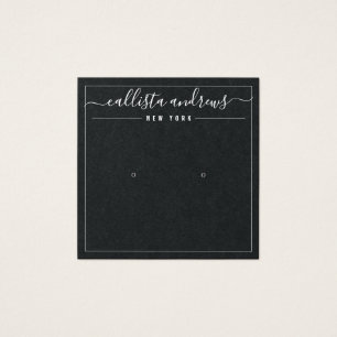 Simple Black Paper Cursive Earring Display Card