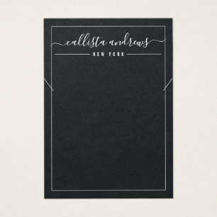 Simple Black Paper Cursive Necklace Display Card