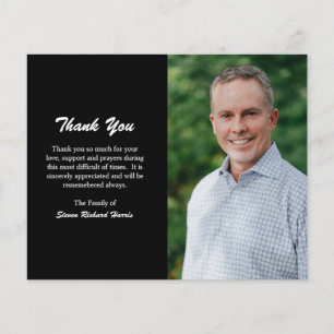 Simple Black Photo Budget Funeral Thank You Card