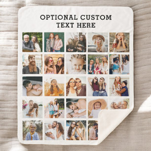Simple Black Photo Collage 25 Picture Personalized Sherpa Blanket