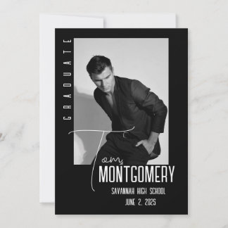 Simple Black Photo Graduate Announcement