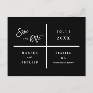 Simple Black Photo Save the Date Postcard