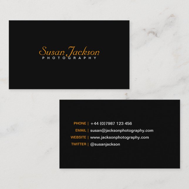 Simple Black Photographer Business Card (Front/Back)