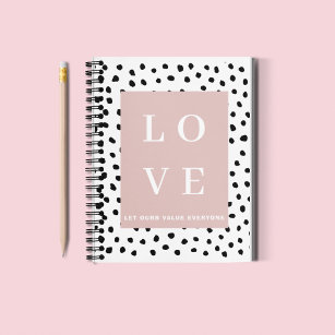 Simple Black & Pink LOVE  Let ours Value Everyone  Notebook