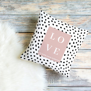 Simple Black & Pink LOVE  Let ours Value Everyone  Outdoor Pillow