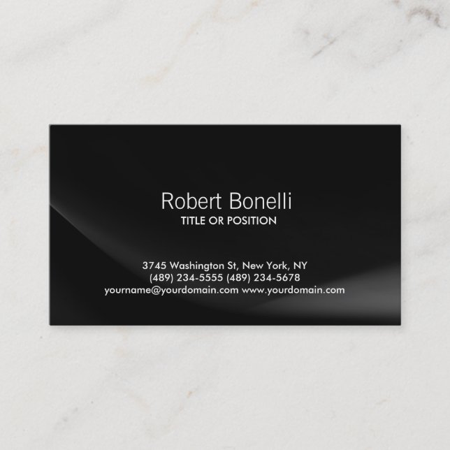 Simple Black Plain Modern Business Card (Front)