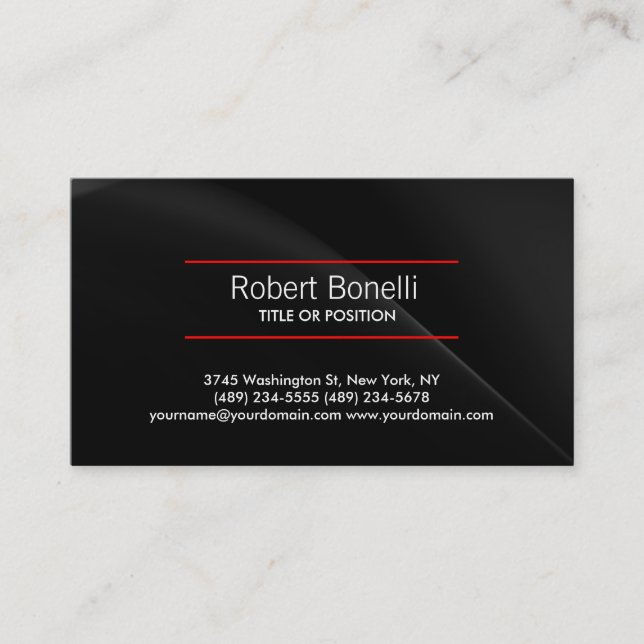 Simple Black Plain Modern Business Card (Front)