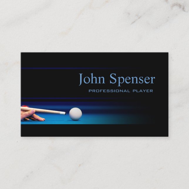 Simple Black Pro Pool Player/Coach Card (Front)